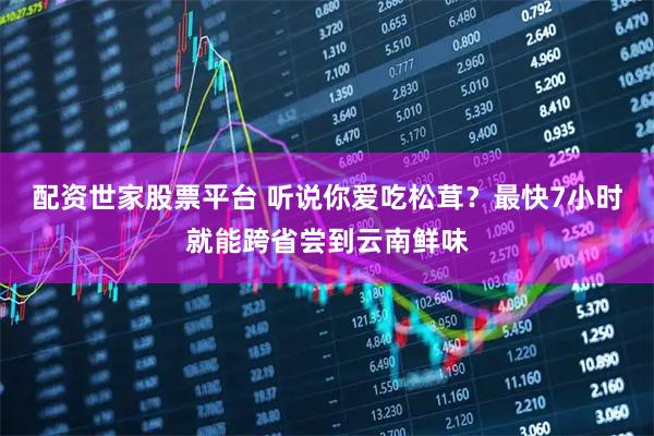 配资世家股票平台 听说你爱吃松茸？最快7小时就能跨省尝到云南鲜味